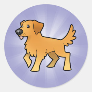 Cartoon Golden Retriever Classic Round Sticker