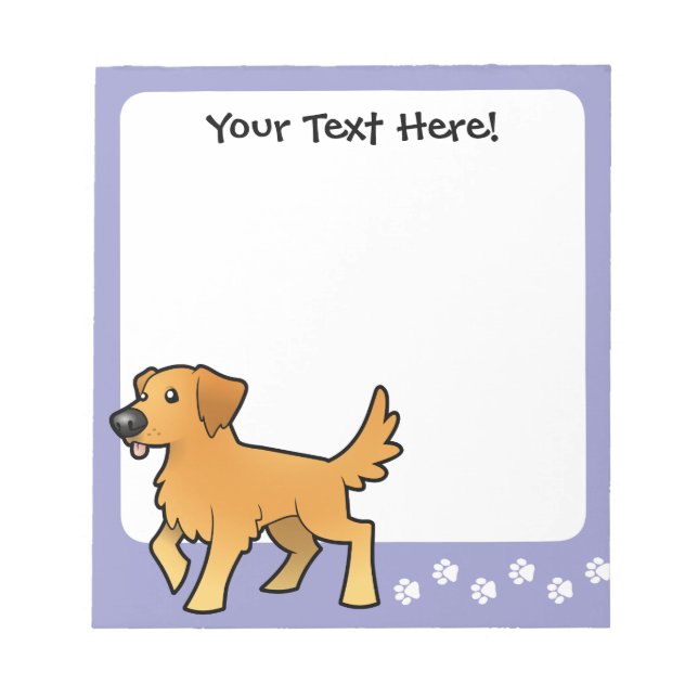 Cartoon Golden Retriever Notepad (Front)