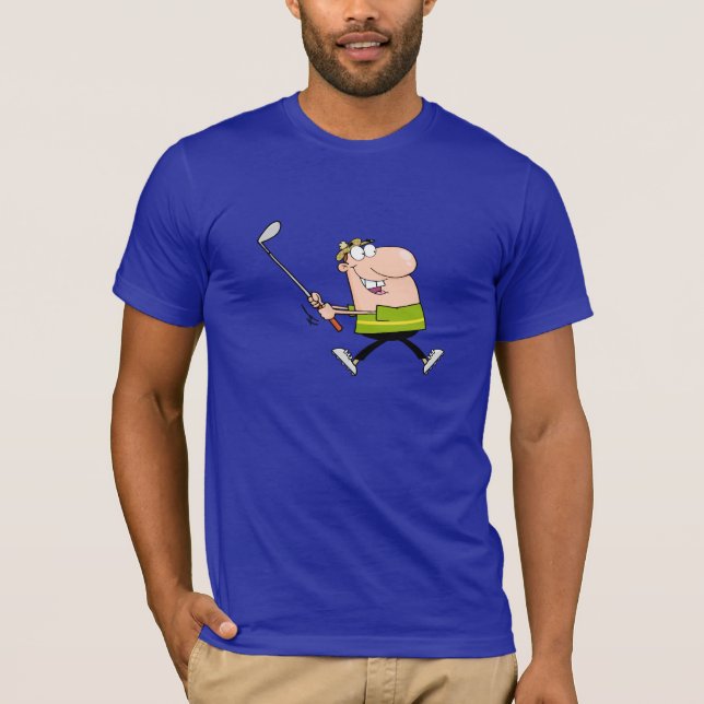 Cartoon Golfer; Blue T-Shirt (Front)