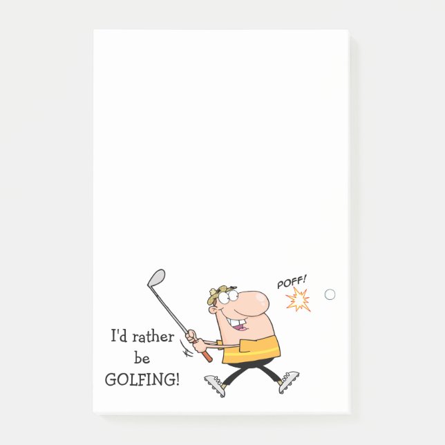 Cartoon Golfer Post-it Notes (Front)
