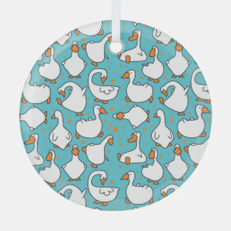 Cartoon Goose Funny Vintage Illustration Glass Tree Decoration