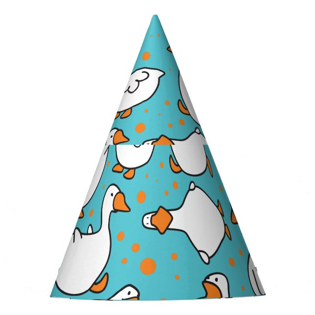 Cartoon Goose Funny Vintage Illustration Party Hat (Front)