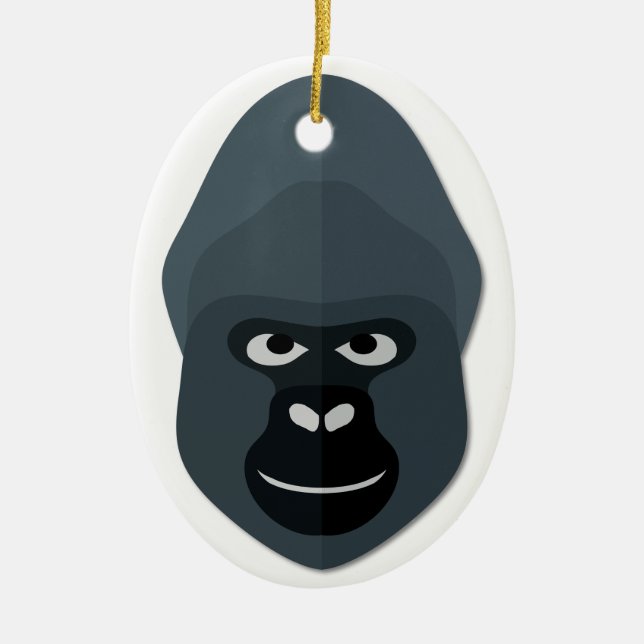 Cartoon Gorilla Head Ceramic Tree Decoration (Front)