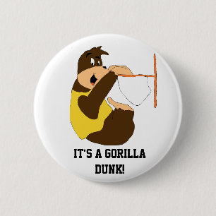 Cartoon Gorilla Slam Dunking 6 Cm Round Badge
