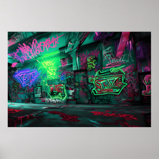 Cartoon Graffiti Art - Taking Action with Colourfu Poster