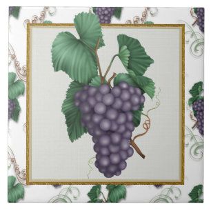 Cartoon Grapes Kitchen or Restraunt Tile