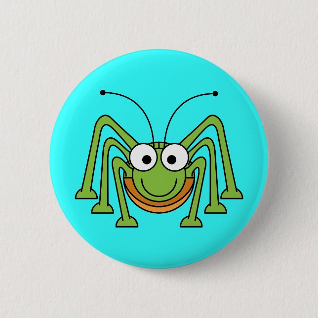 Cartoon Grasshopper 6 Cm Round Badge (Front)