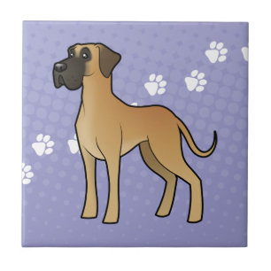Cartoon Great Dane (natural) Tile