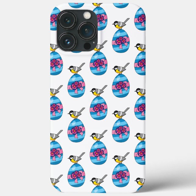 Cartoon Great Tit with Easter Egg Case-Mate iPhone Case (Back)