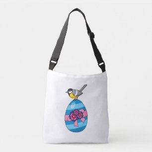 Cartoon Great Tit with Easter Egg Crossbody Bag
