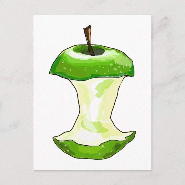 Cartoon Green Apple (Granny Smith) Apple Core Postcard (Front)
