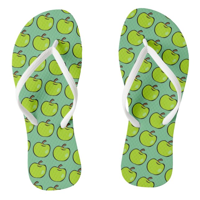 Cartoon Green Apples Pattern Jandals (Footbed)