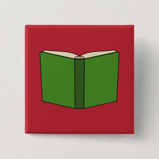 Cartoon Green Book 15 Cm Square Badge (Front)
