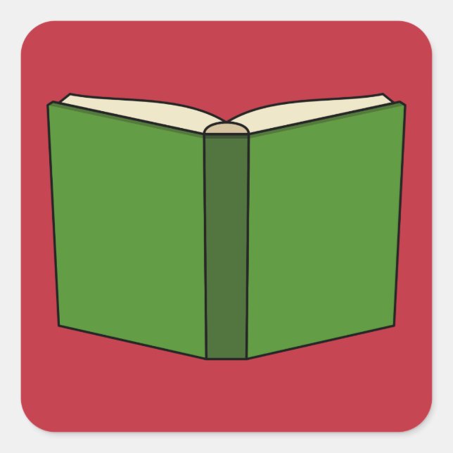 Cartoon Green Book Square Sticker (Front)