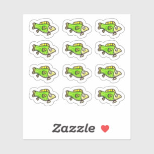 Cartoon Green Fish Custom-Cut Vinyl Stickers