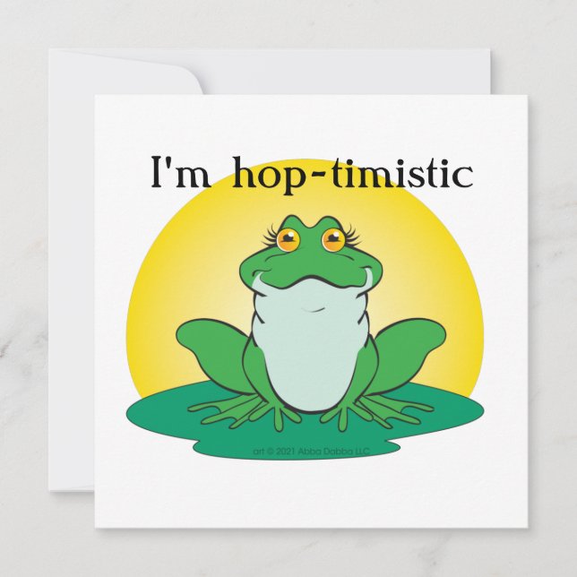 Cartoon Green Frog on Lily Pad Invitation (Front)