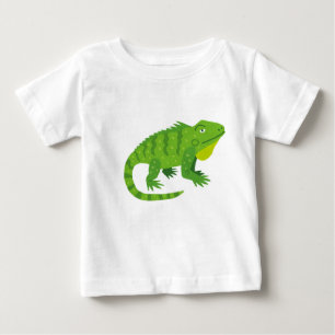Cartoon Green Iguana Illustration Baby T-Shirt