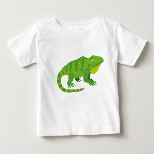 Cartoon Green Iguana Illustration Baby T-Shirt (Front)