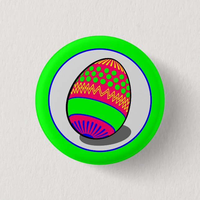 Cartoon Green Purple Blue Easter Egg Vector 3 Cm Round Badge (Front)