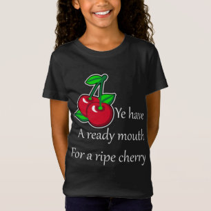 Cartoon Green Red Cherries Fruit Vector Art T-Shirt