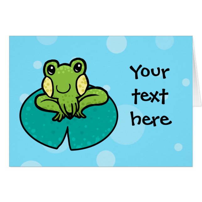 cartoon green speckled frog card template (Front Horizontal)