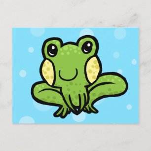 cartoon green speckled frog postcard