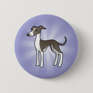 Cartoon Greyhound / Whippet / Italian Greyhound 6 Cm Round Badge