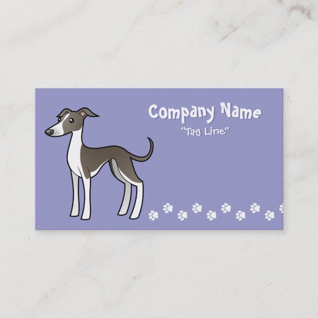 Cartoon Greyhound / Whippet / Italian Greyhound Business Card (Front)