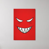 Cartoon Grinning Face With Evil Eyes Red
