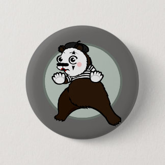 CARTOON GRIZZLY BEAR MIME ROUND PIN BACK BUTTON