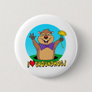 Cartoon Groundhog 6 Cm Round Badge