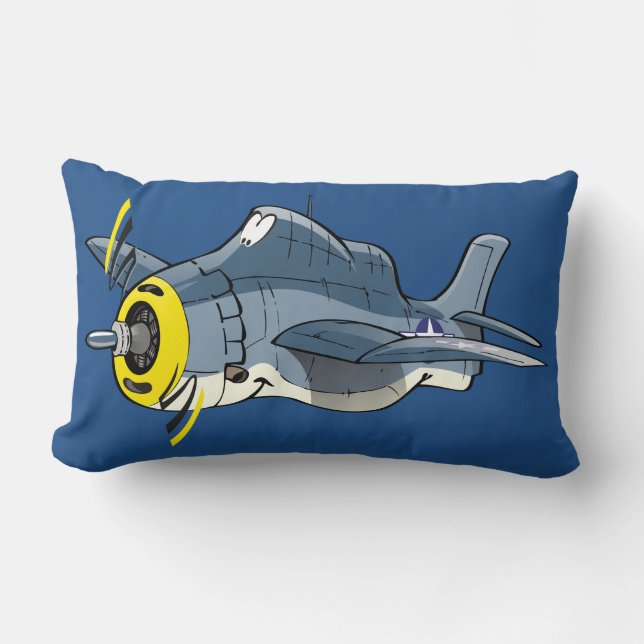 Cartoon Grumman Avenger plane Lumbar Cushion (Front)