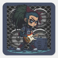 Cartoon Grunge Punk Rock & Roll Guitar Amp Speaker