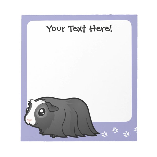 Cartoon Guinea Pig (long hair) Notepad (Front)