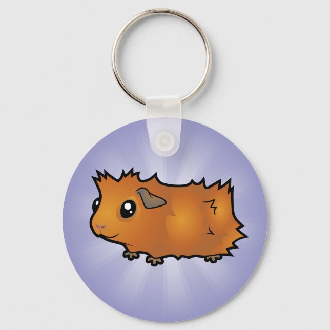 Cartoon Guinea Pig (scruffy) Key Ring (Front)