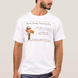 Cartoon Guy Fencing Company Service T-Shirt