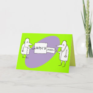Cartoon Guys with Happy Birthday Signs Card