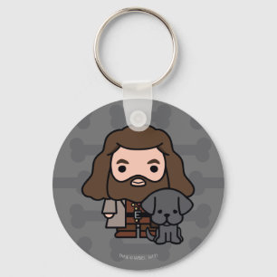Cartoon Hagrid and Fang Character Art Key Ring