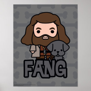Cartoon Hagrid and Fang Character Art Poster