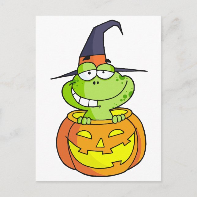Cartoon Halloween Frog Postcard (Front)