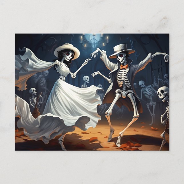 Cartoon Halloween Swing Dance Postcard (Front)