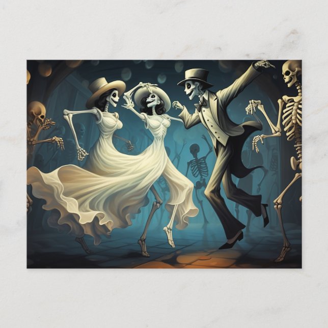 Cartoon Halloween Swing Dance Postcard (Front)