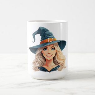 Cartoon halloween witch portrait coffee mug