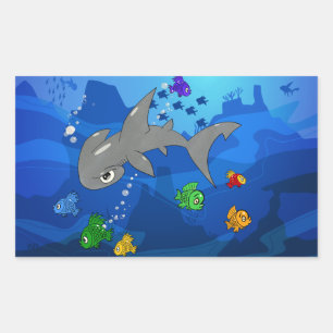 Cartoon Hammerhead Shark Rectangular Sticker