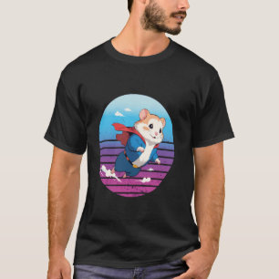 Cartoon hamster superhero flying hamster motion dy T-Shirt