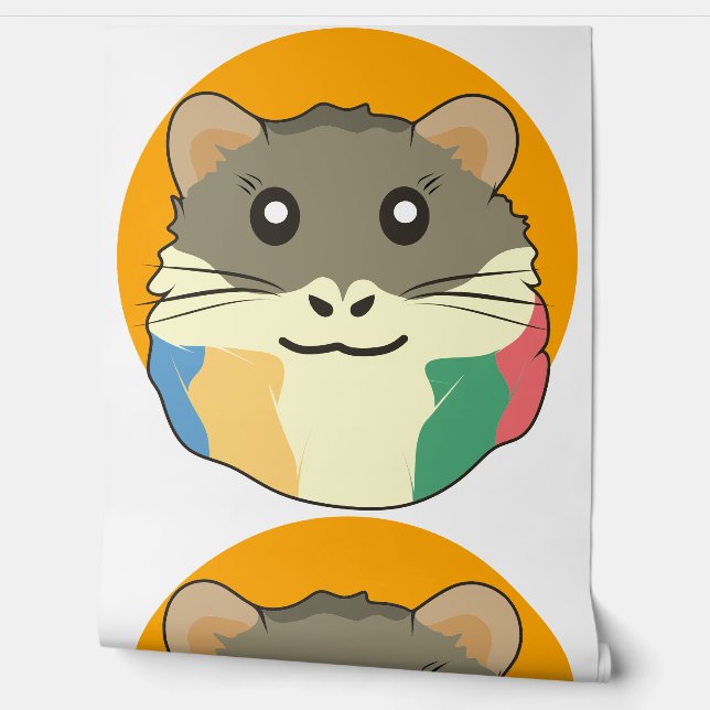 Cartoon Hamster with a Multicolored Scarf Wallpaper (Unrolling)