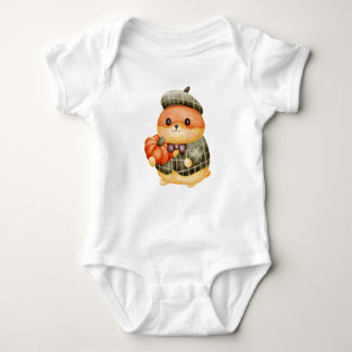 Cartoon Hamster with Pumpkin | Halloween Autum Baby Bodysuit