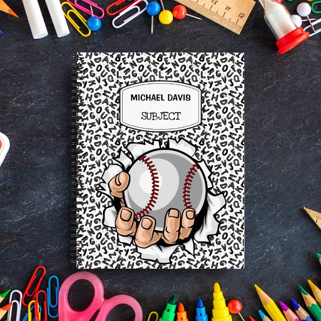 Cartoon Hand Holding a Baseball ball Custom Spiral Notebook (Creator Uploaded)
