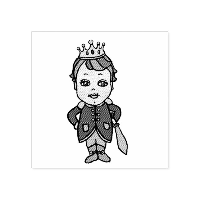 Cartoon Handsome Prince Rubber Stamp (Imprint)