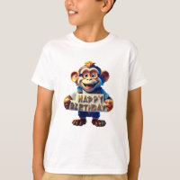 Cartoon Happy Birthday A cute monkey Illustration